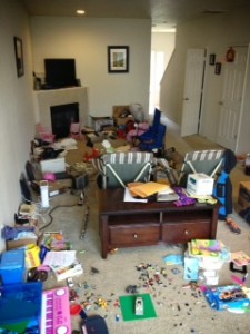 During our transition the living room was a disaster area